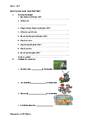 Bài tập ôn luyện bài 13 Tiếng anh lớp 5 - Năm học 2016-2017
